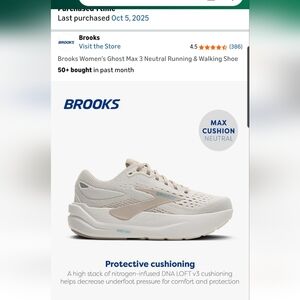 Brooks Women’s Ghost Max 3 Neutral Coconut Grey Blue sz 9 *Wide*